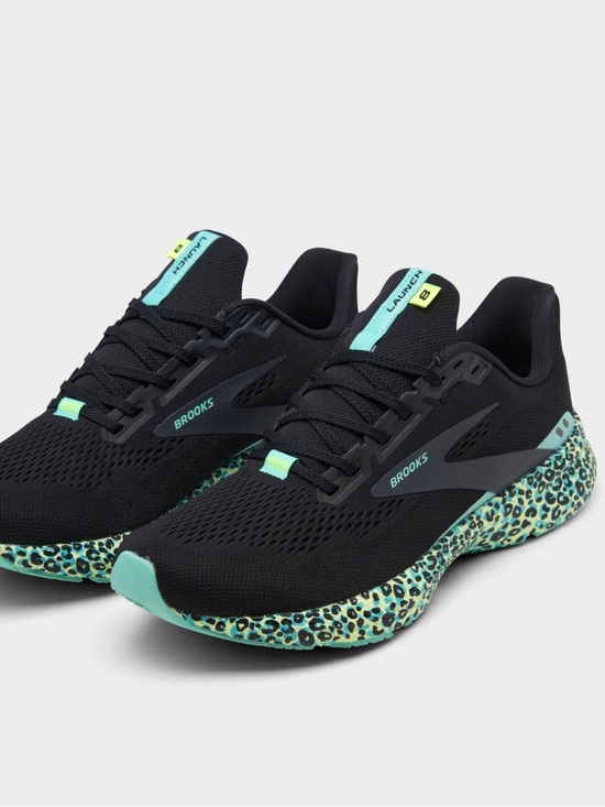 Brooks Shoes - Brooks launch 8 black teal cheetah print comfortable athletic shoes size 7.5